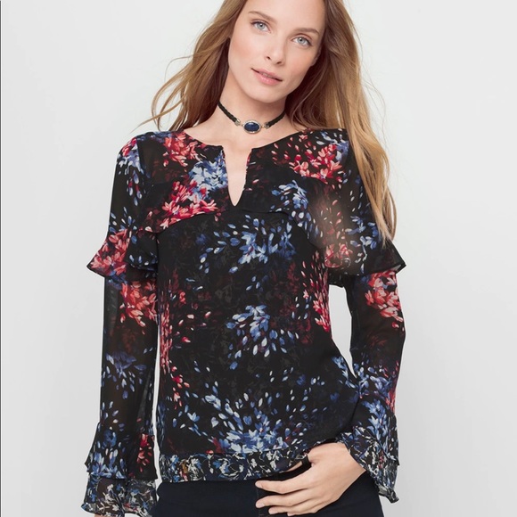 WHBM Floral Flounce Blouse - Picture 1 of 6